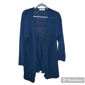 UGG duster knit cardigan medium blue side splits open front long length winter